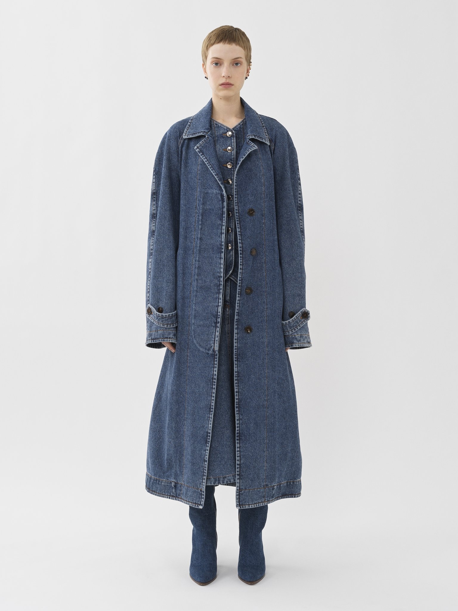DENIM TRENCH COAT - 7