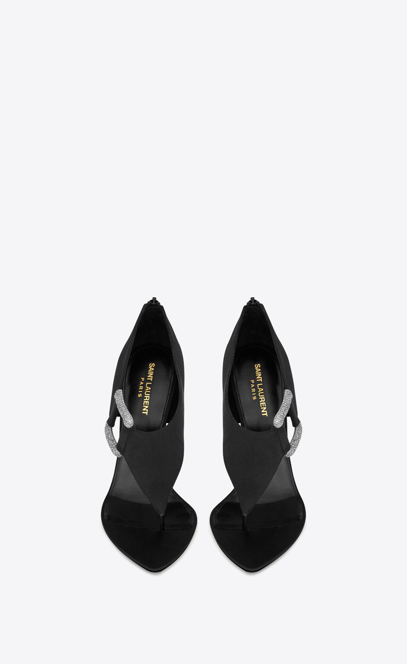 SAINT LAURENT sean sandals in crepe satin and rhinestones outlook