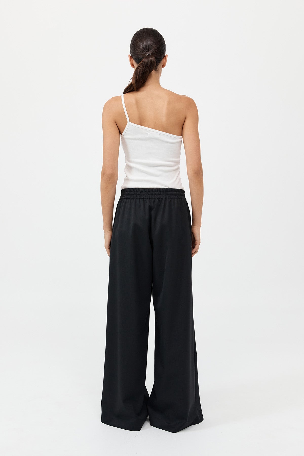 Wool Drawstring Pants - Black - 5