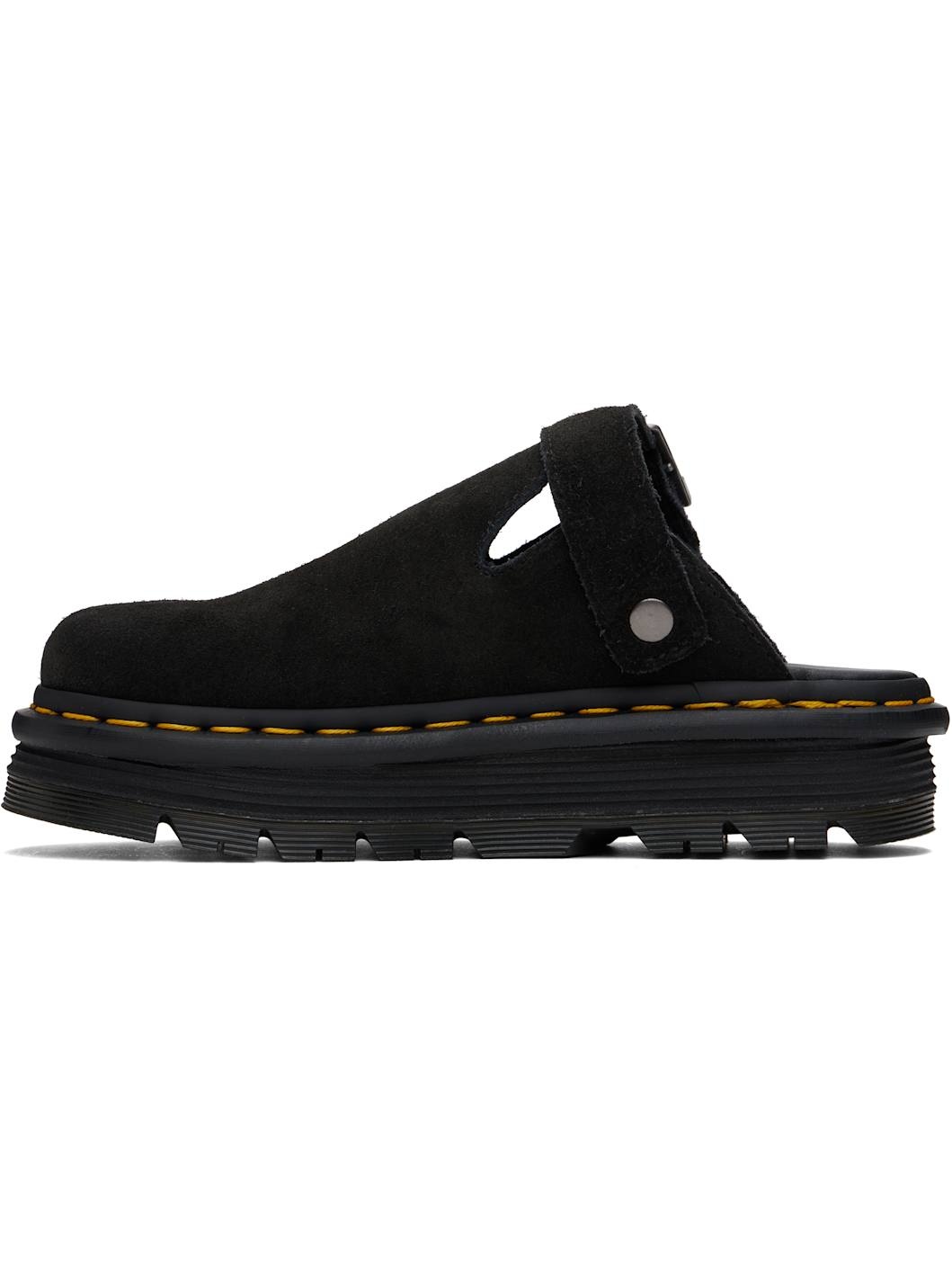 Black Zebzag Suede Slingback Platform Mules - 3