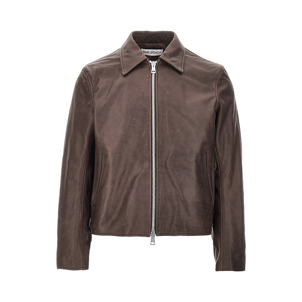 Our Legacy Men Waxed Leather Jacket - 1