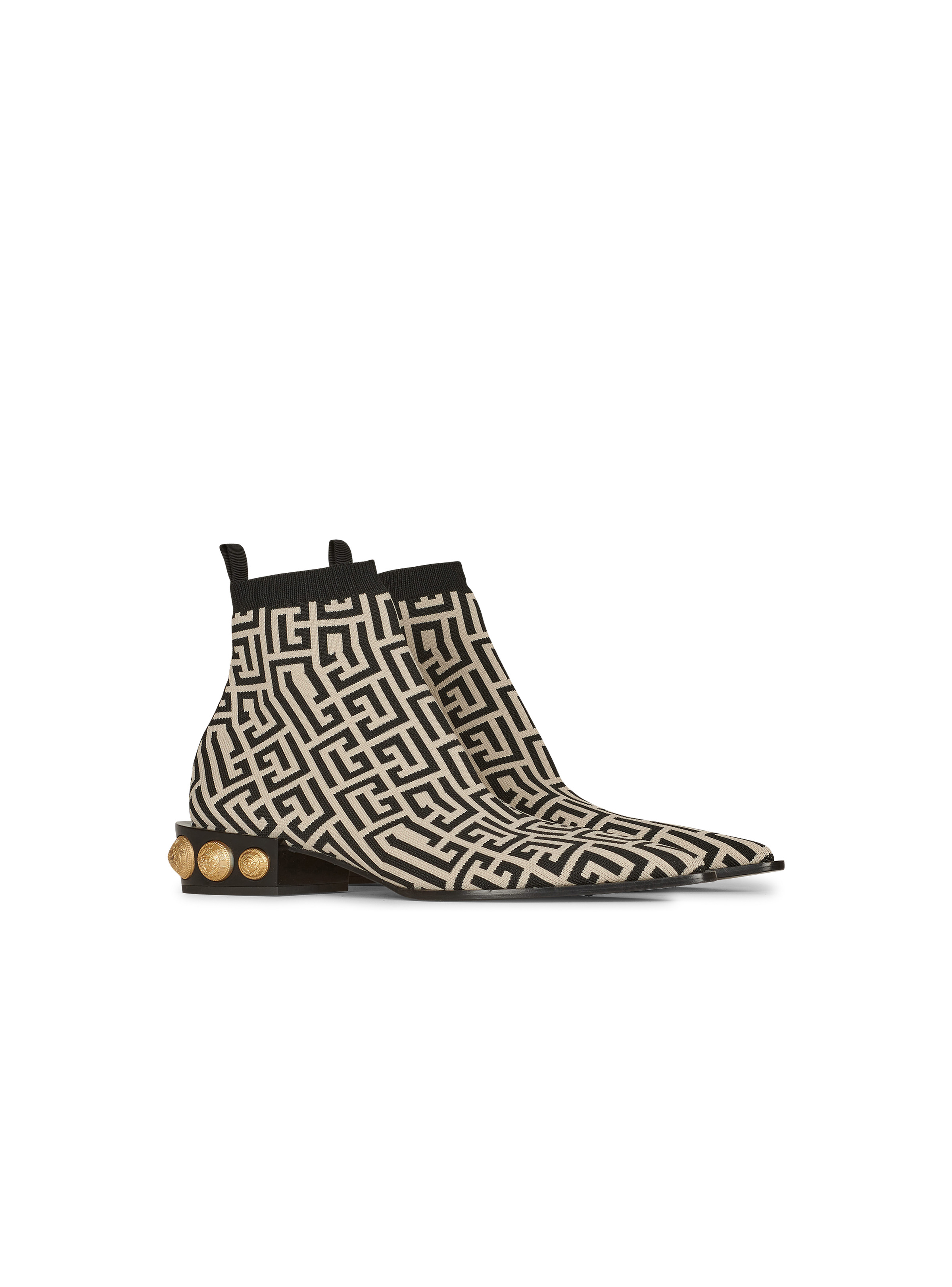 Bicolor stretch knit Coin ankle boots - 2