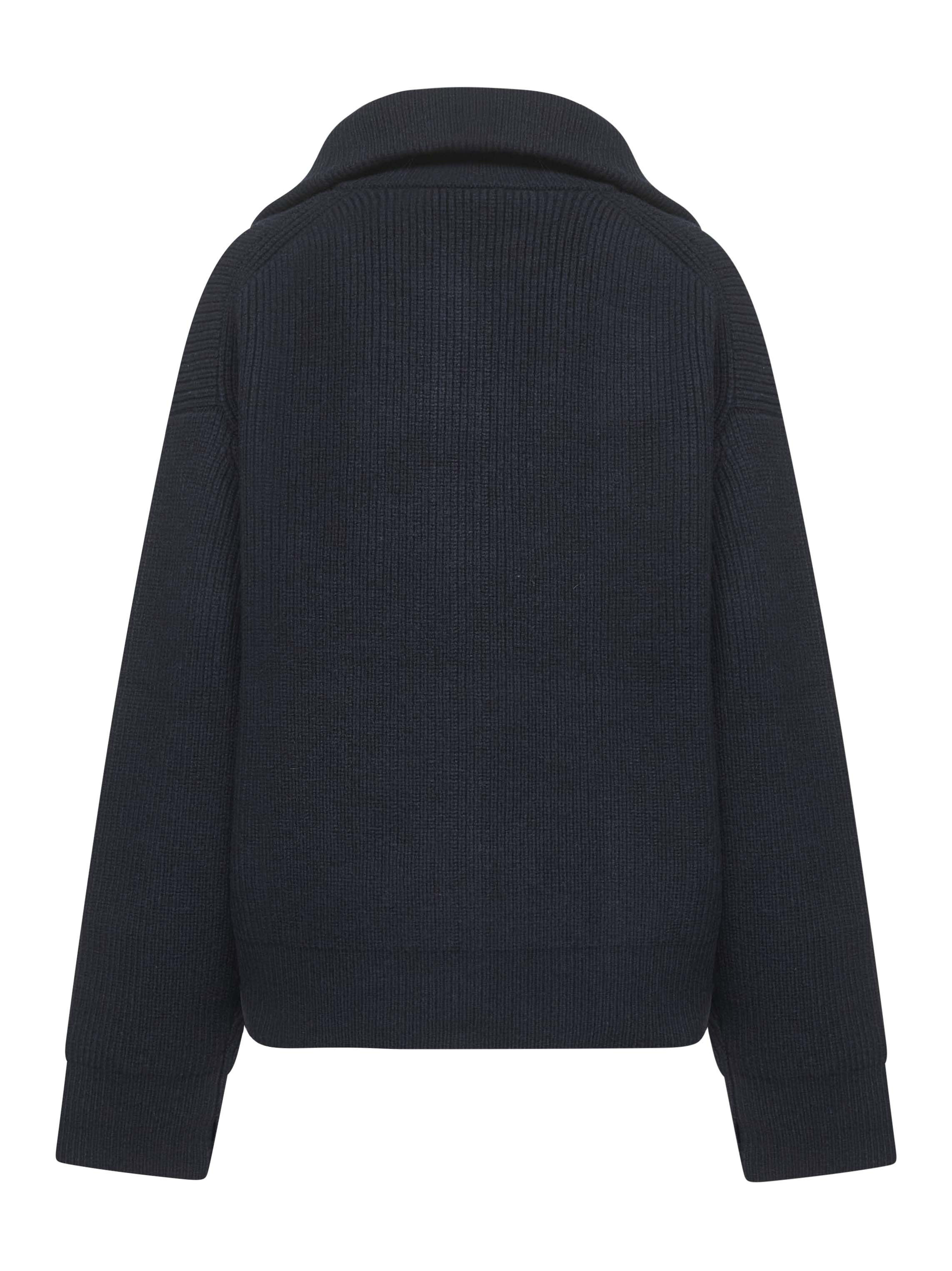 Blue merino wool Sandos zip-up sweater - 2