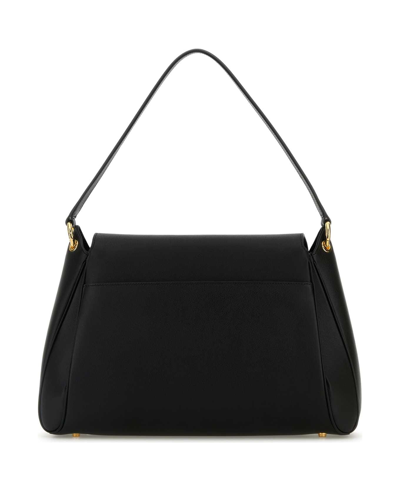 Black Leather Medium Tara Shoulder Bag - 3