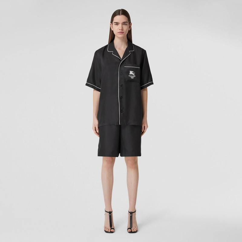 Logo Print Silk Twill Shorts – Unisex 6