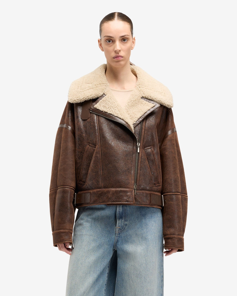 7 For All Mankind Leather Shearling Jacket in Brown outlook