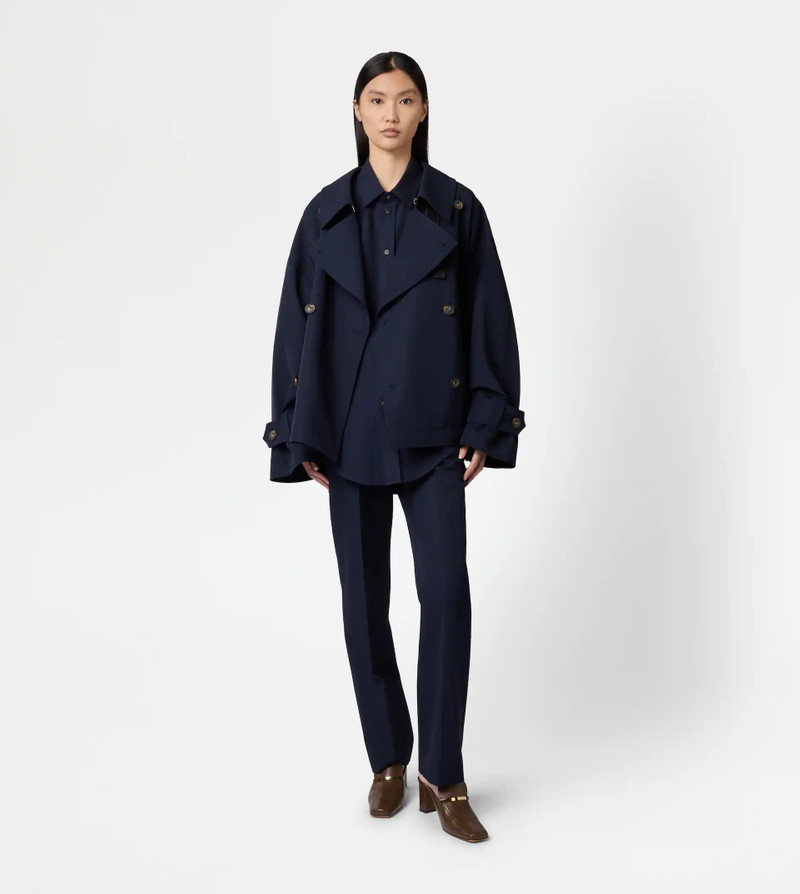 Tod's WOOL BLEND SHORT TRENCH COAT - BLUE outlook