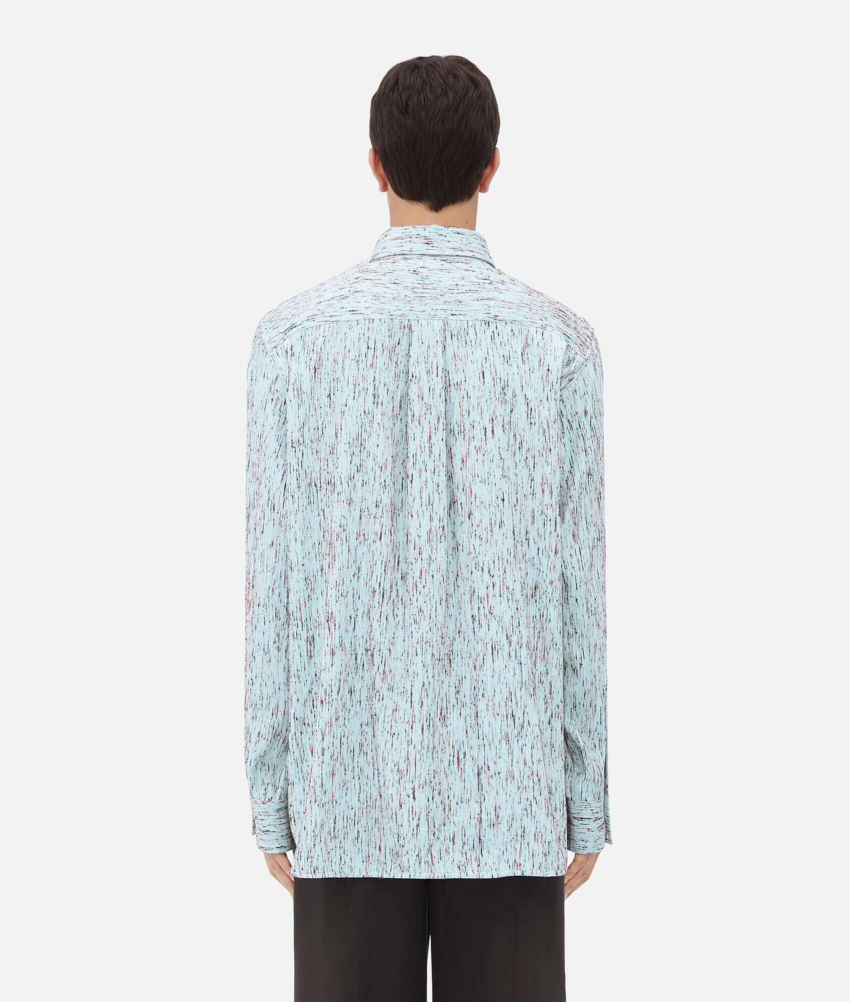 Textured Viscose Stripe Shirt With "BV" Embroidery - 3