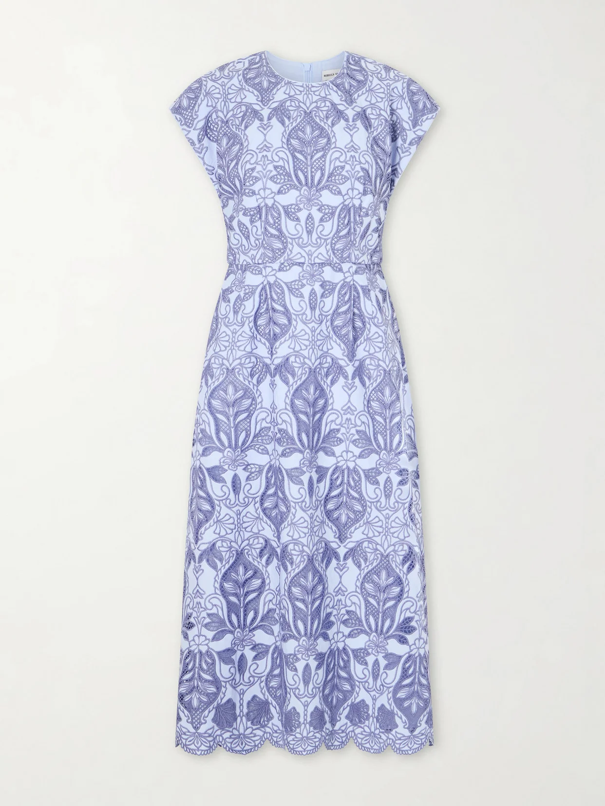 Blooming Lanterns Scalloped Embroidered Cotton Midi Dress - 1