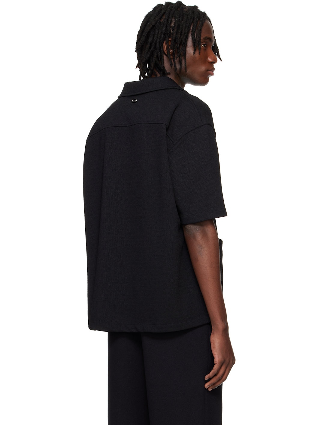 Black Textured Knit Shirt - 3
