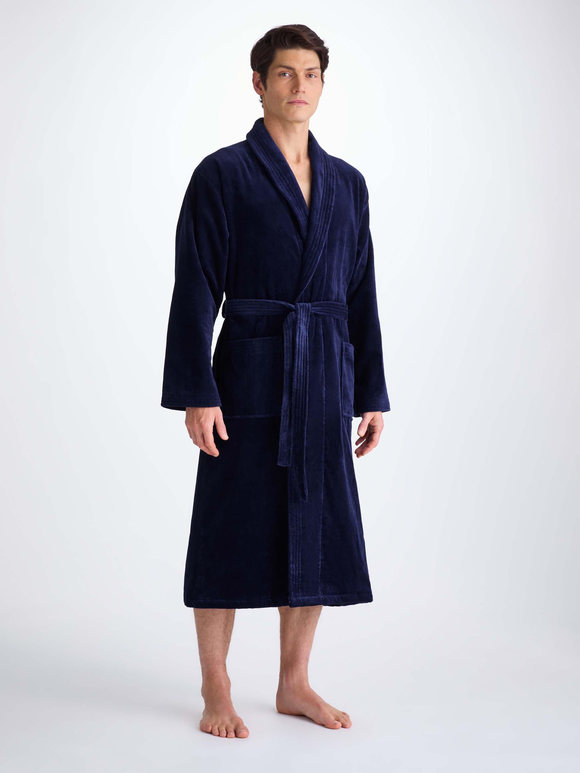 Men's Bathrobe Triton 10 Terry Cotton Navy - 3