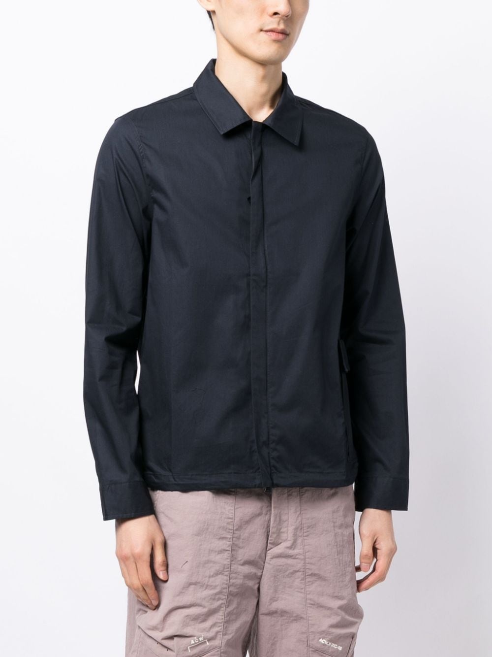 zipped cotton shirt jacket - 3