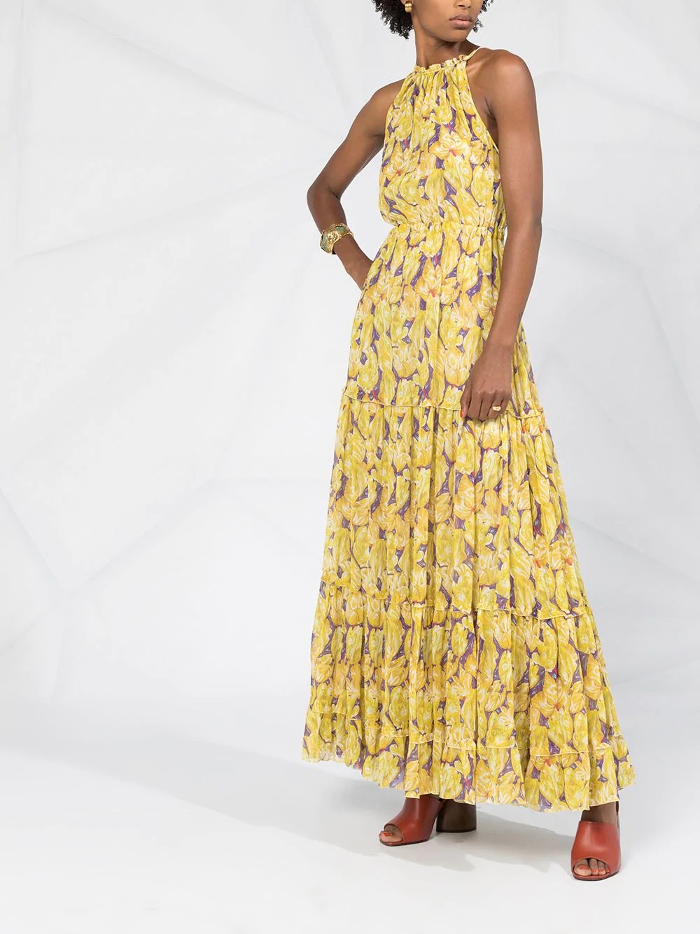 floral silk tiered maxi dress - 6