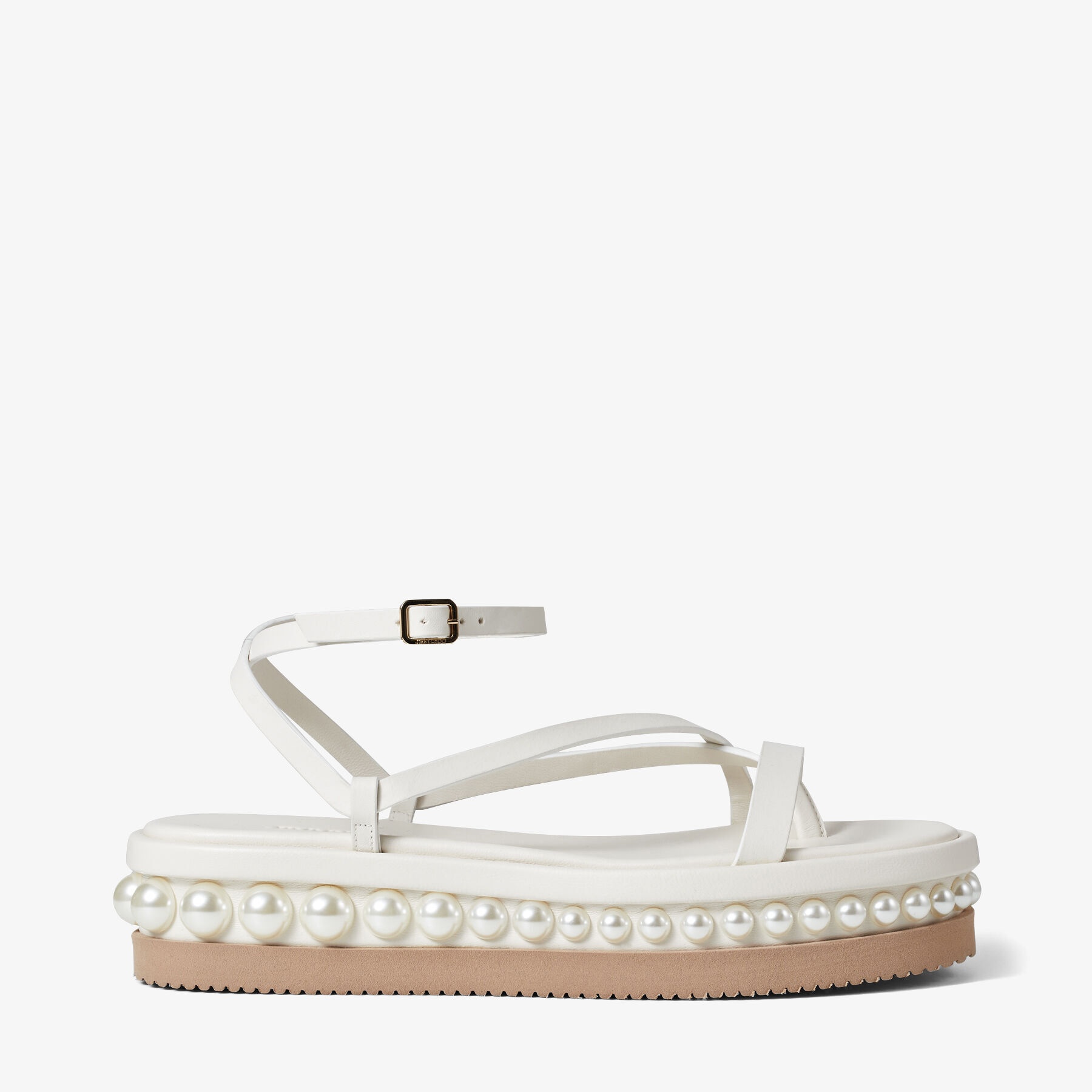 Pine Flat
Latte Vachetta Leather Platform Sandals with Pearl Embellishment - 1