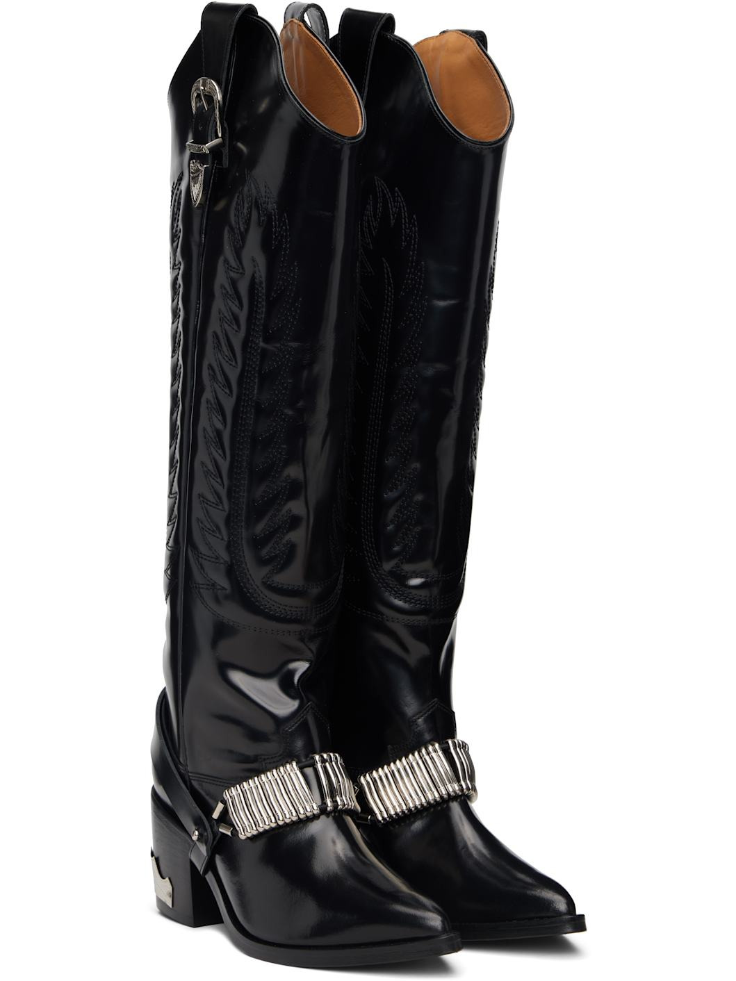 Black Leather Tall Boots - 4