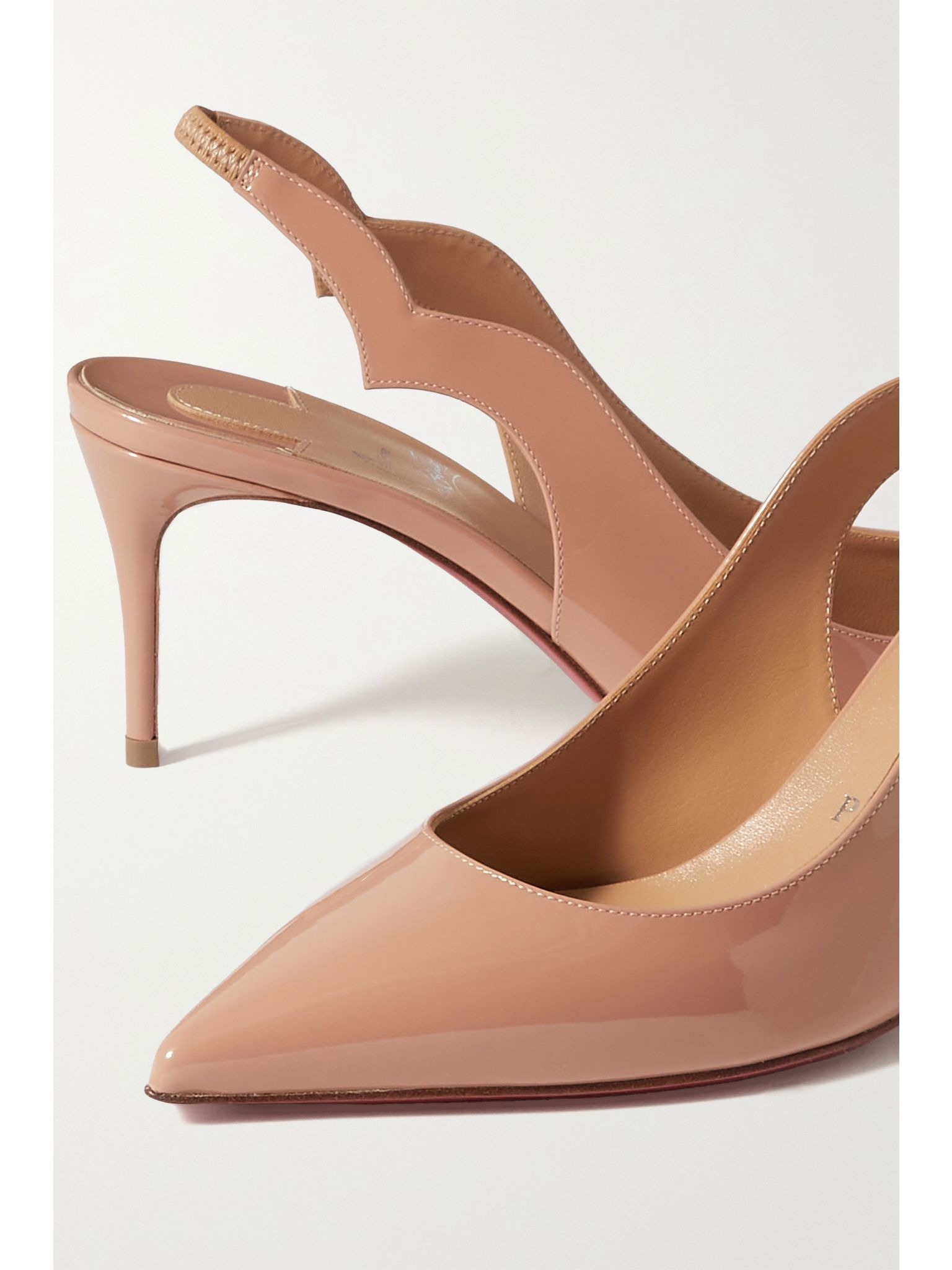 Hot Chick 70 patent-leather slingback pumps Neutral - 4