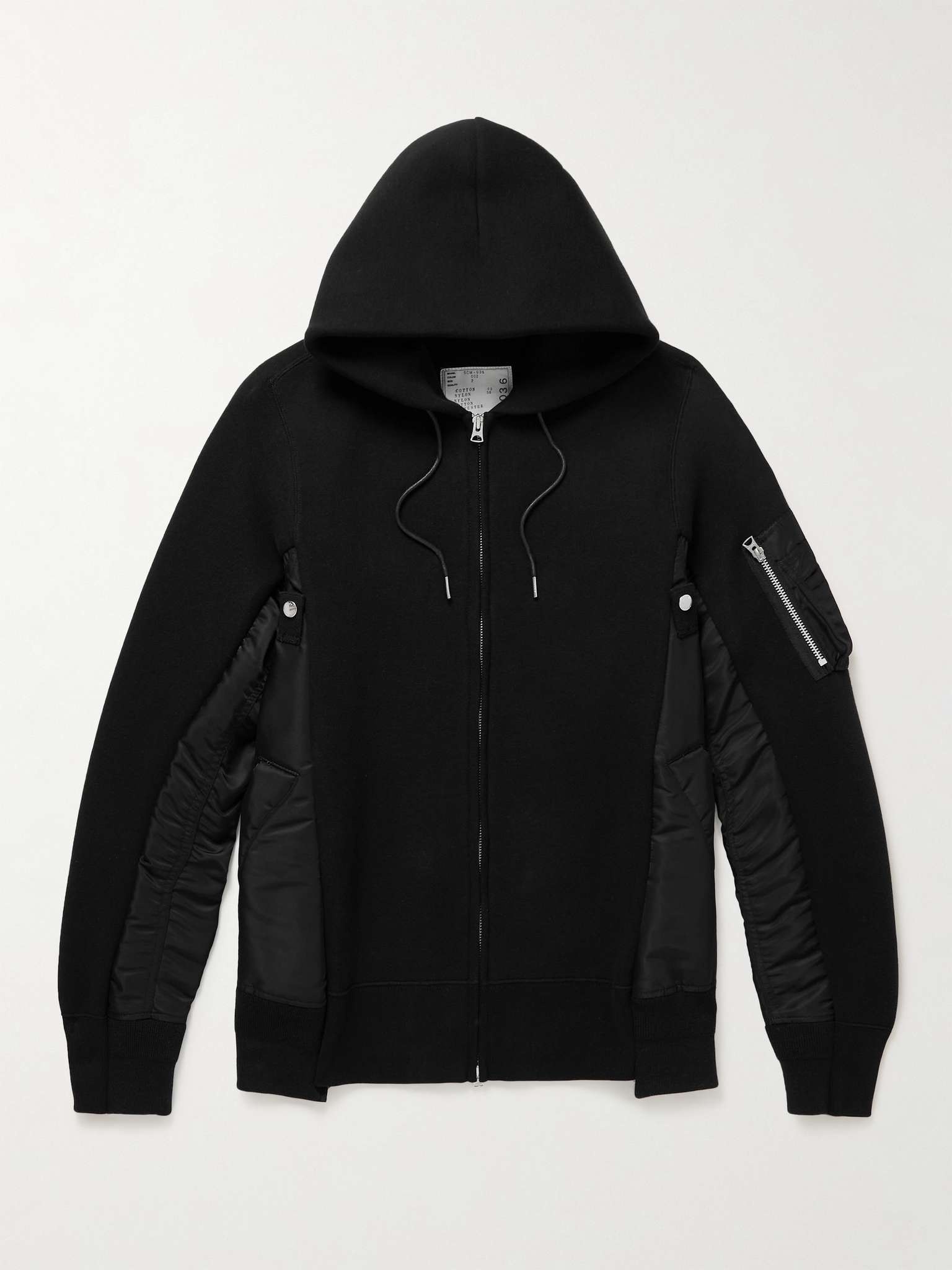 sacai Nylon-Trimmed Cotton-Blend Jersey Zip-Up Hoodie | REVERSIBLE