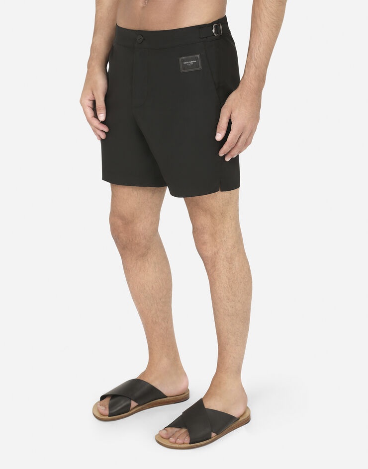 Mid-length swim shorts with branded plate - 4