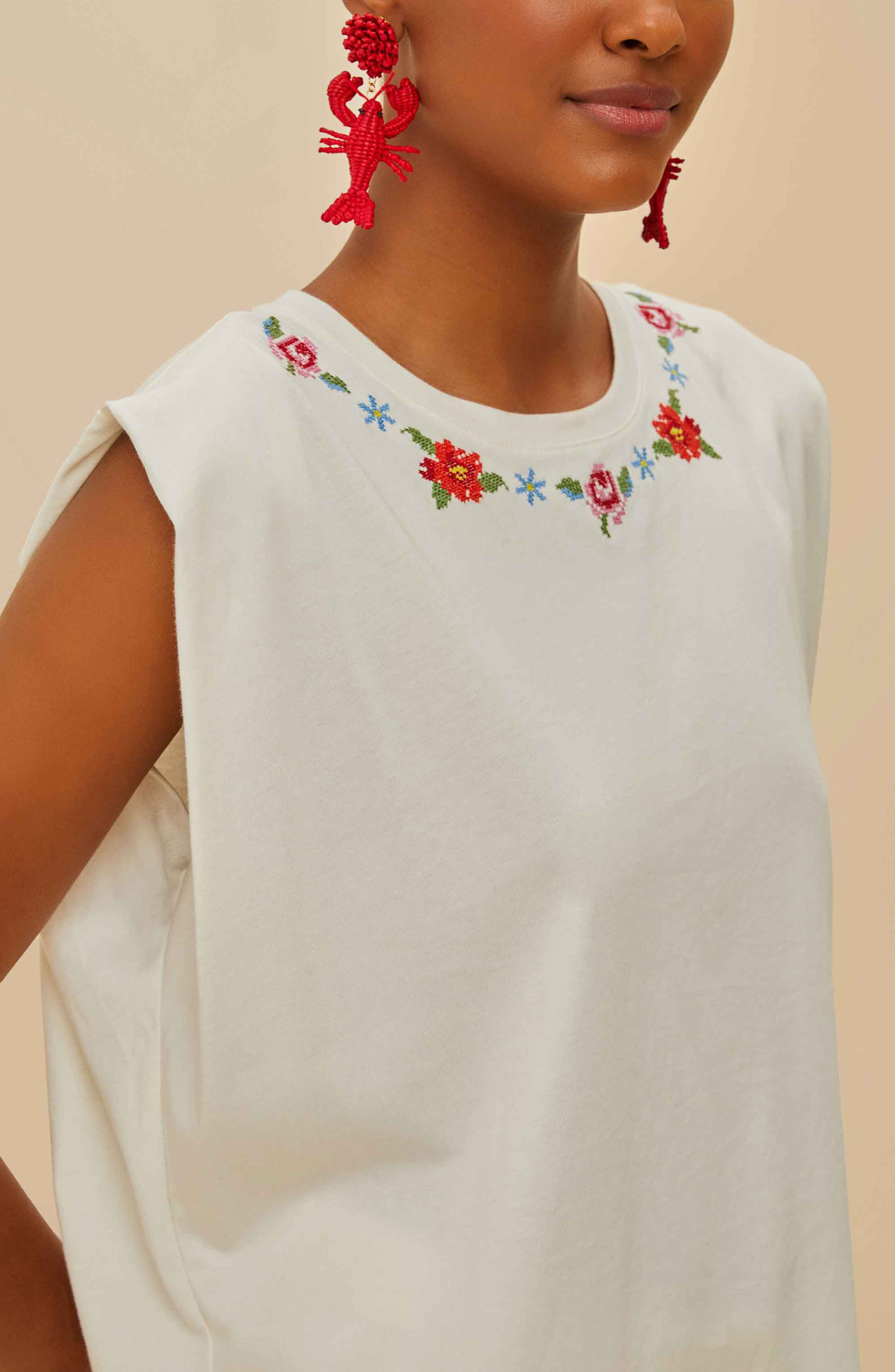 FARM Rio Cross Stitch Flowers Top in Off-White at Nordstrom - 2