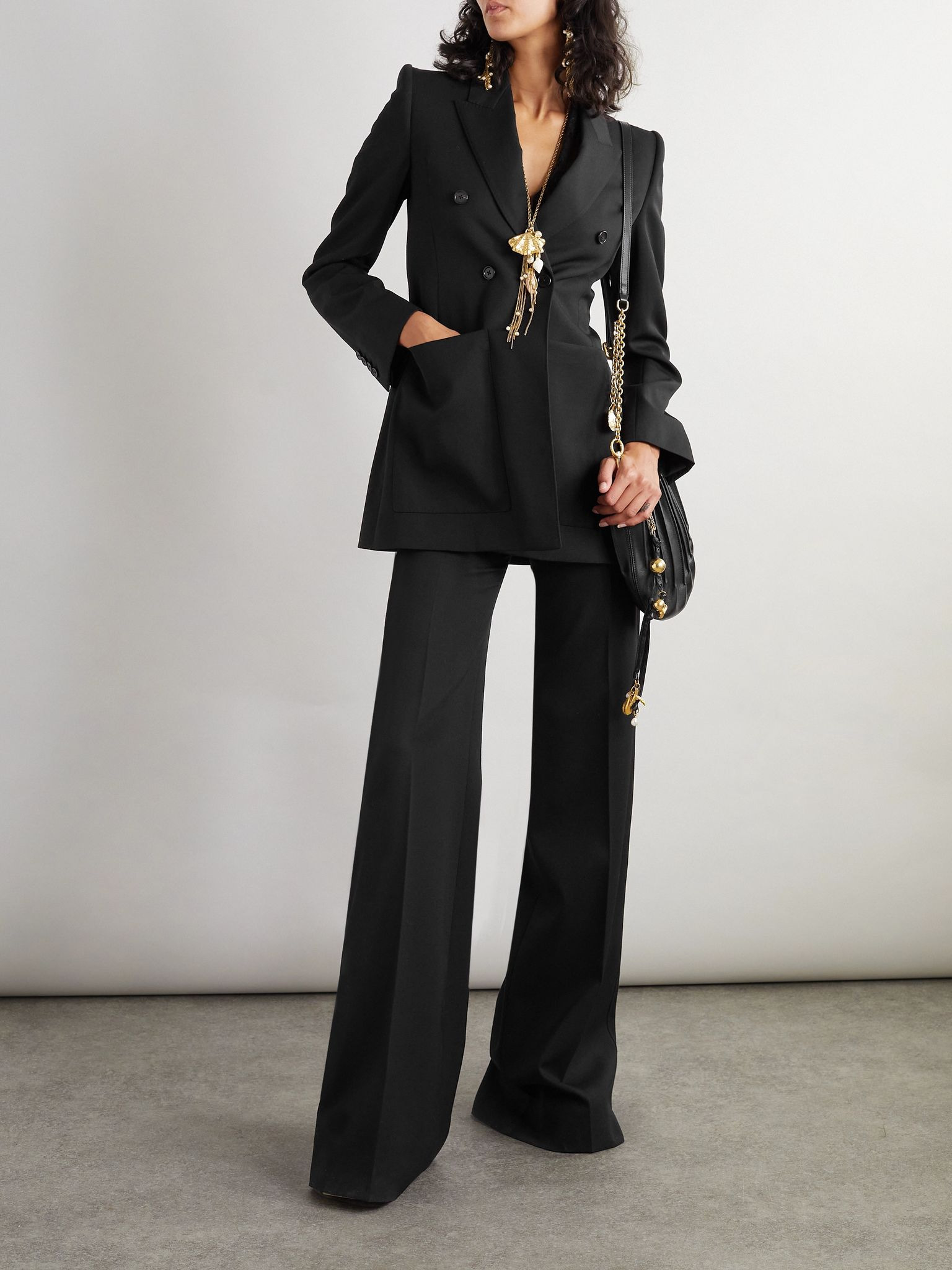 Double-breasted wool blazer Black - 2