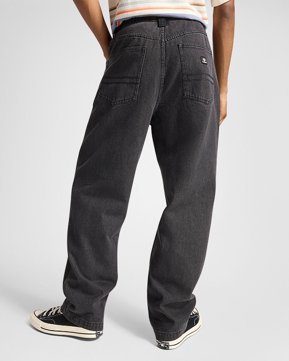 Open Hem Baggy Denim Pants - 2