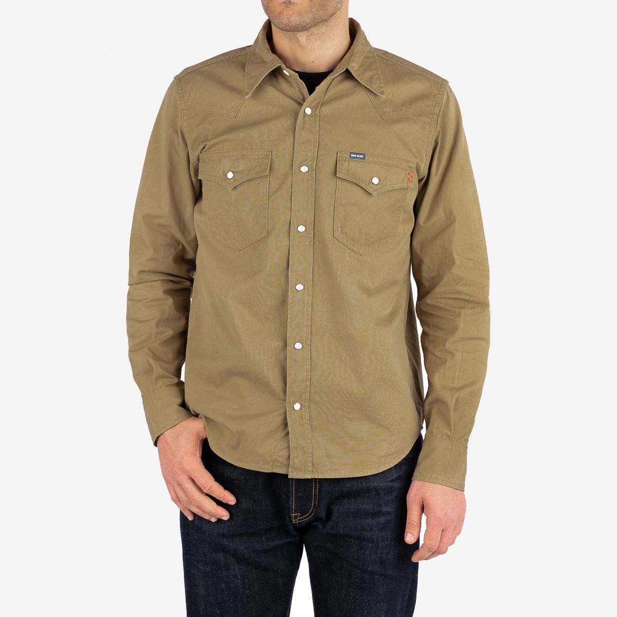 IHSH-394-KHA 7oz Fatigue Cloth Western Shirt - Khaki - 2