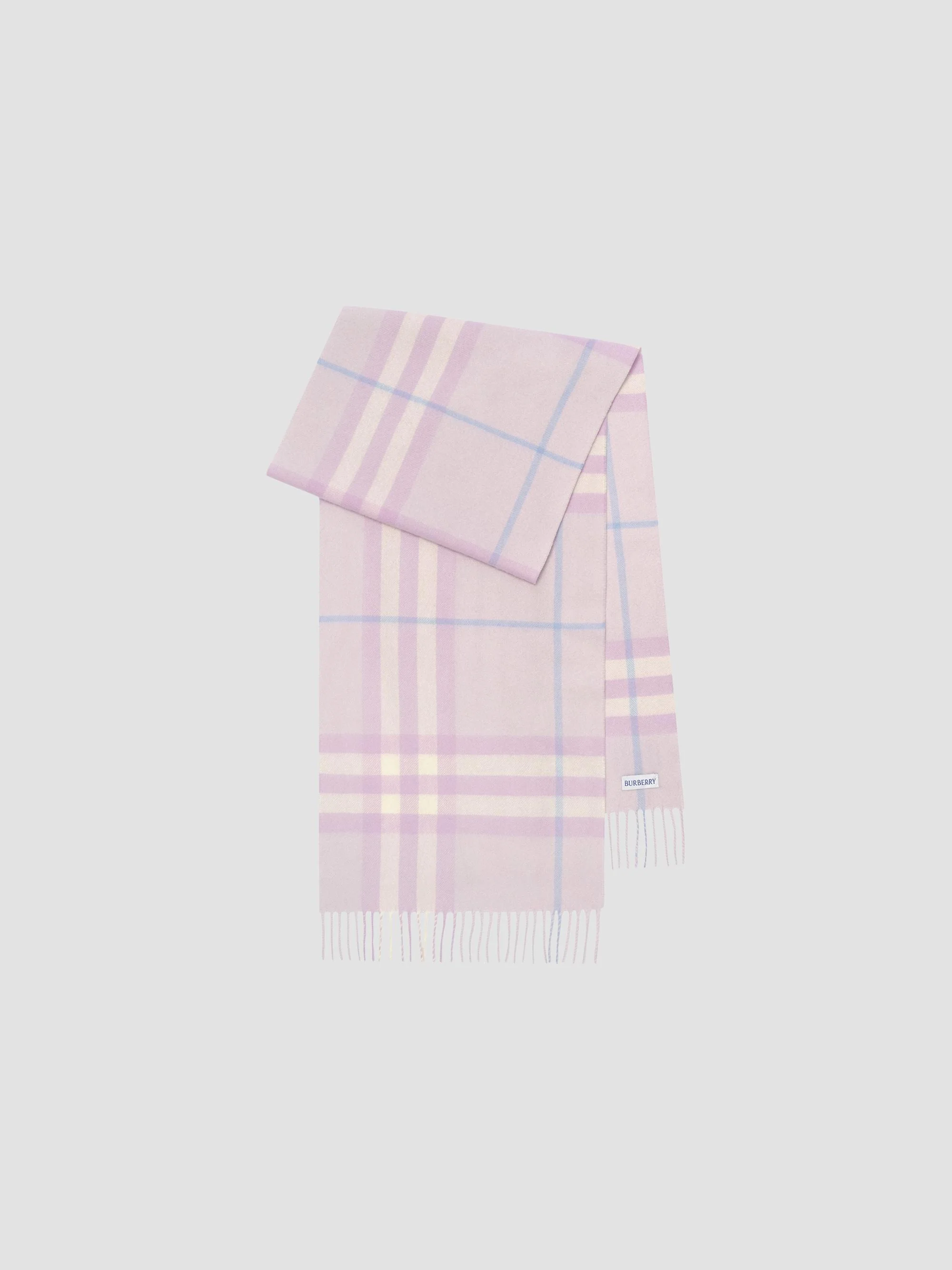 Women's Check Cashmere Scarf - Powder Purple - 1