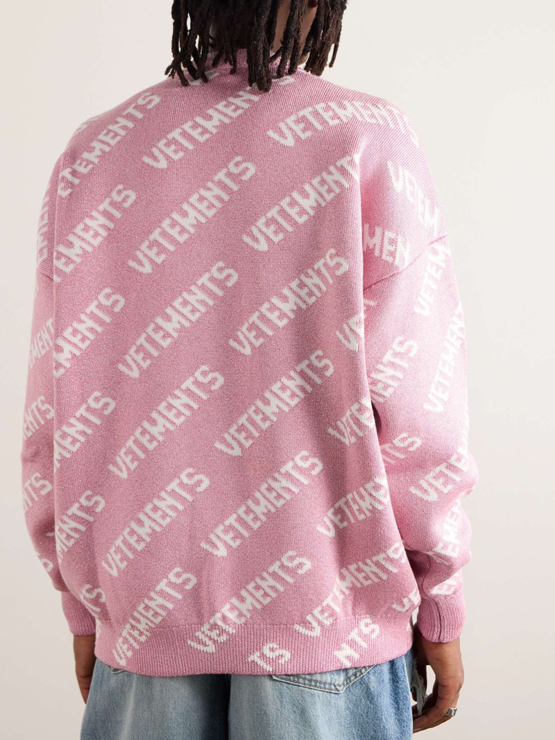 Oversized Logo-Intarsia Metallic Knitted Sweater 3