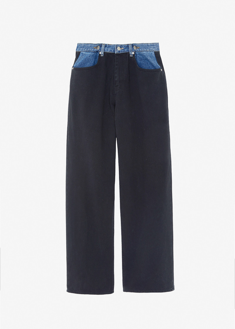 Hayla Contrast Denim Pants - Black/Blue 1