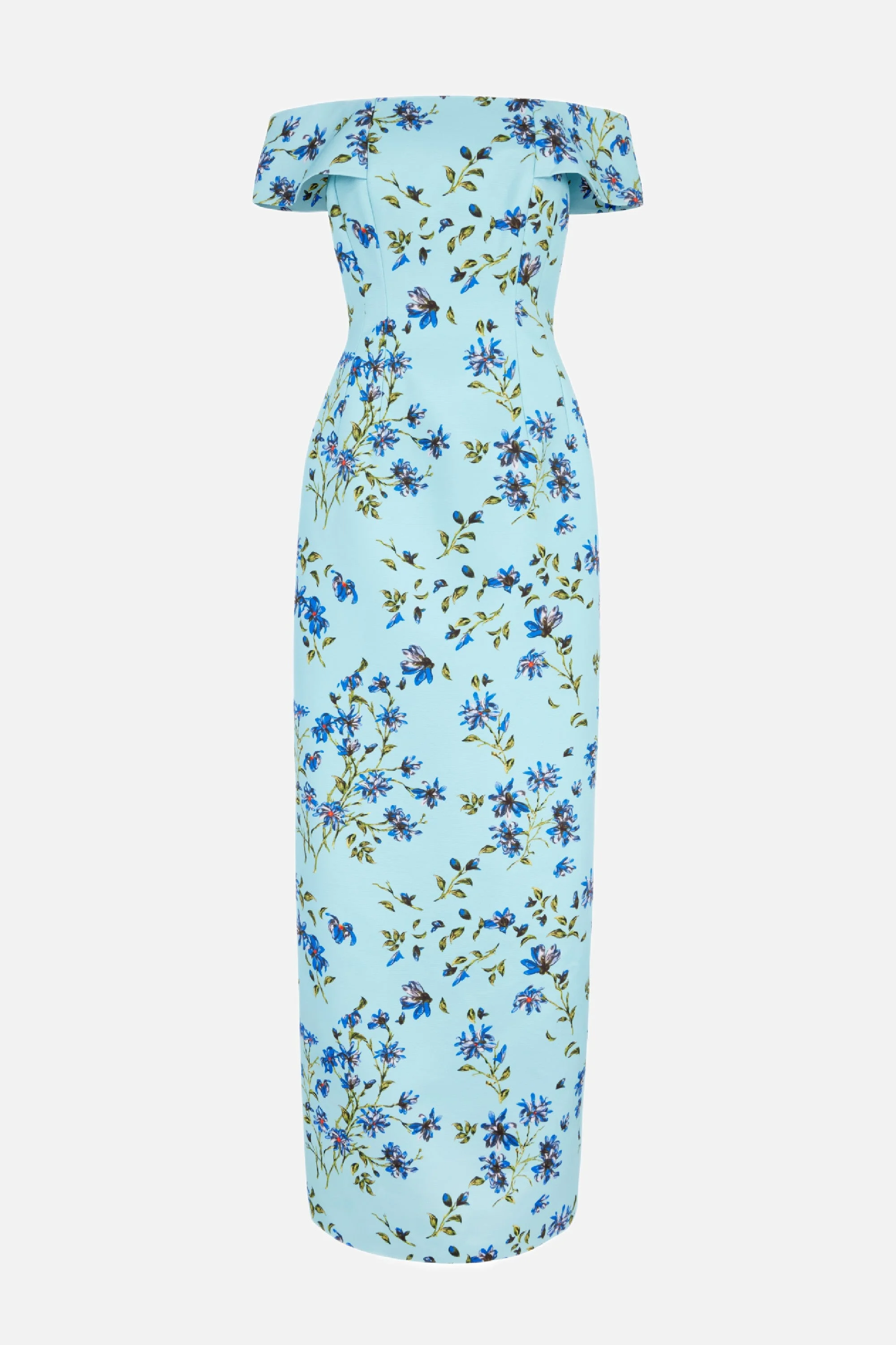 Antep Dress in Blue Magnolia Taffetta Faille - 1