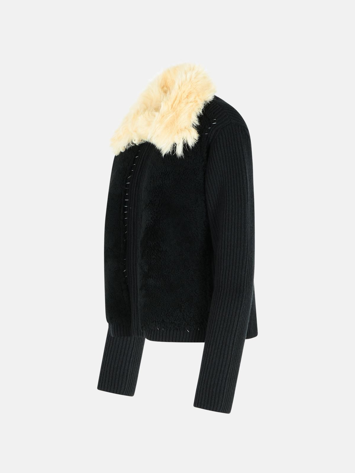 BLACK VIRGIN WOOL SWEATER - 2