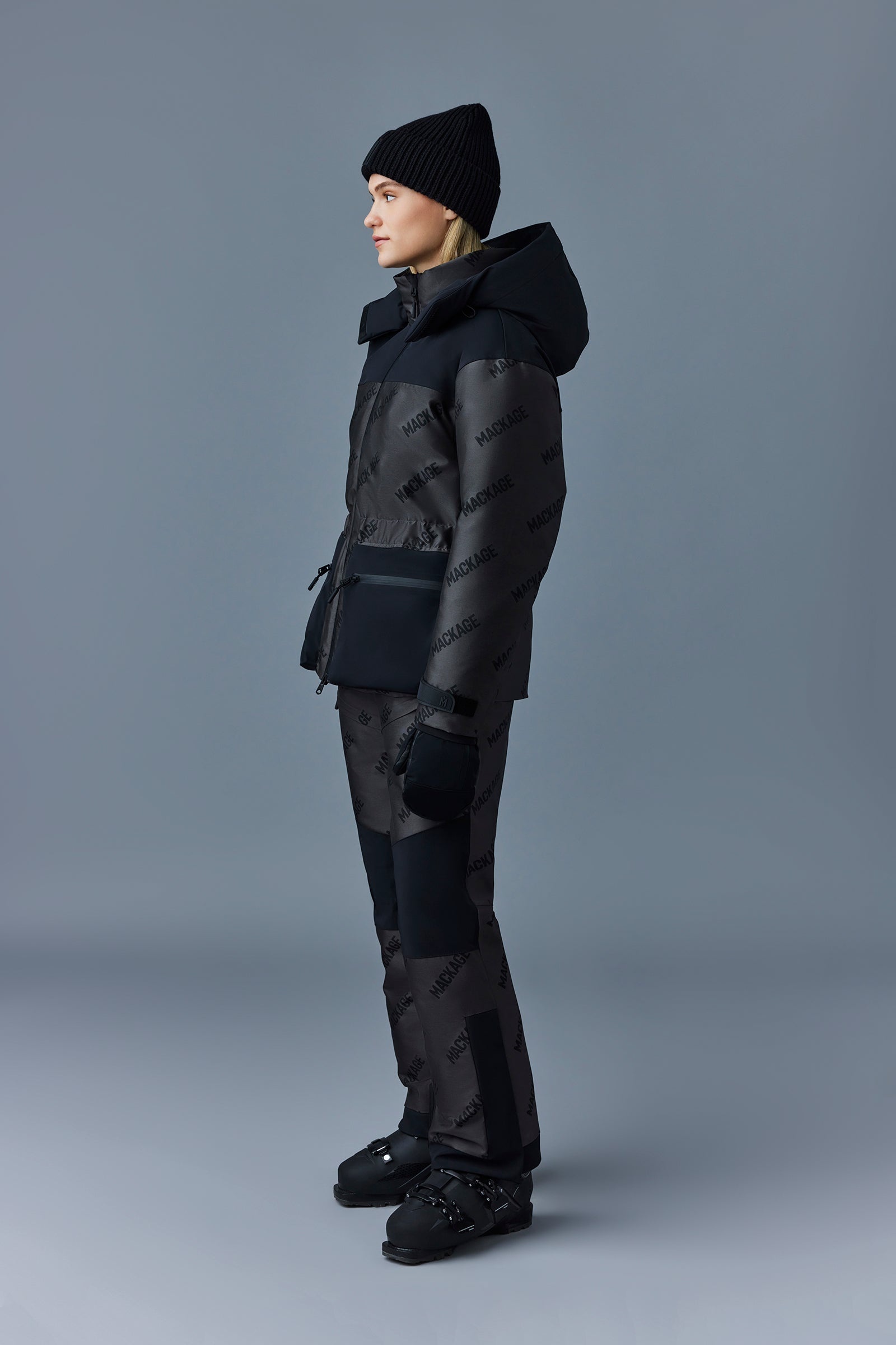 NIXIE-JMG Stretch down ski jacket with jacquard logo pattern - 3