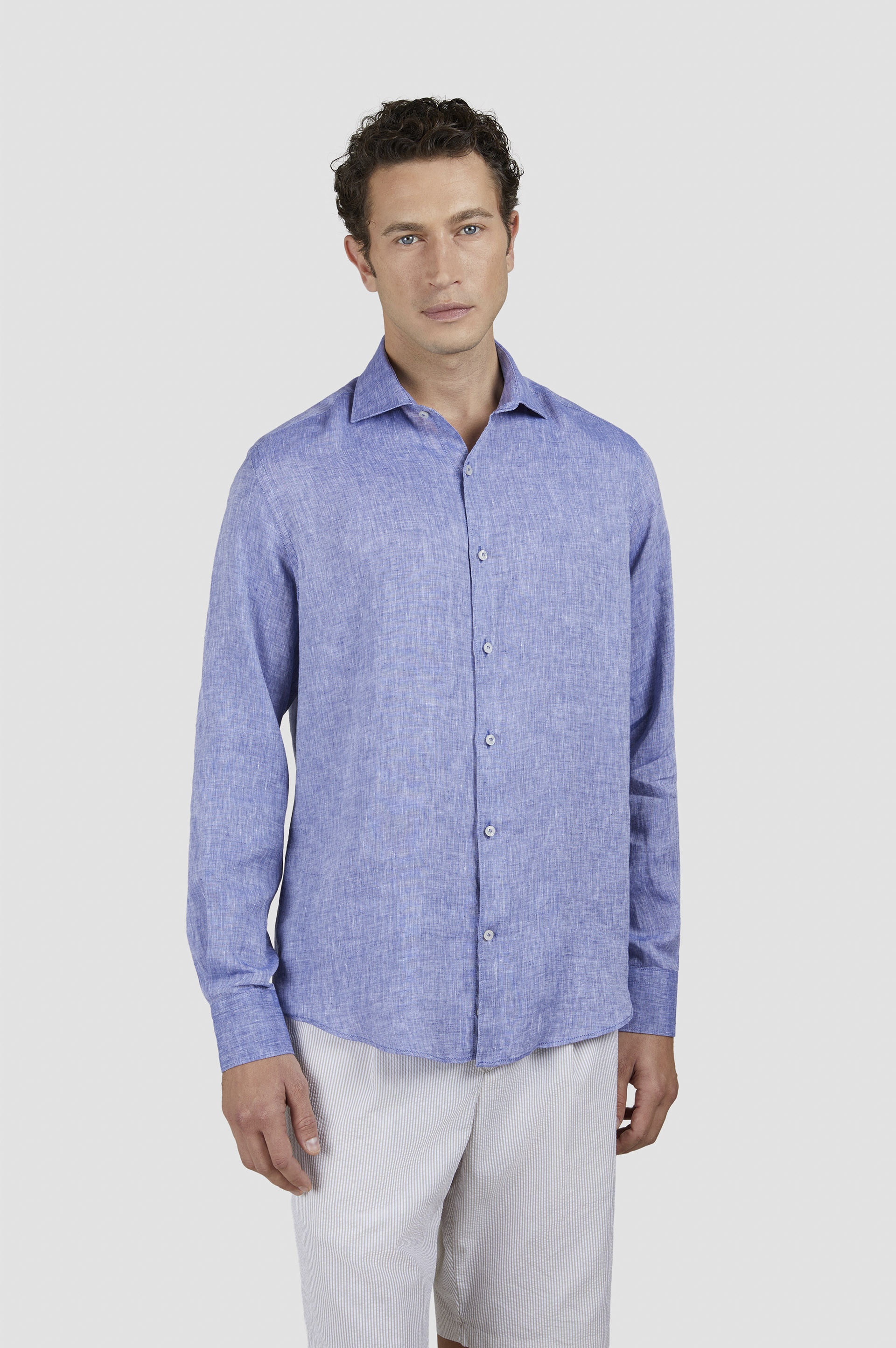 LINEN SHIRT WITH PRINTED DETAILS - 8