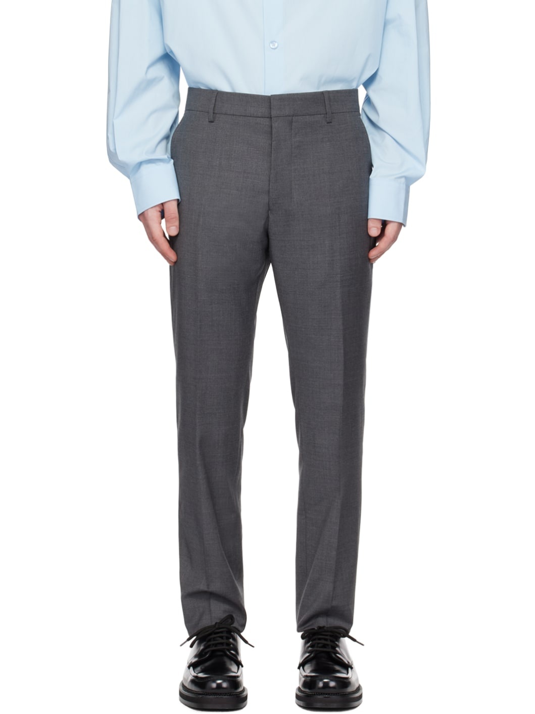 Gray Straight-Leg Trousers - 1