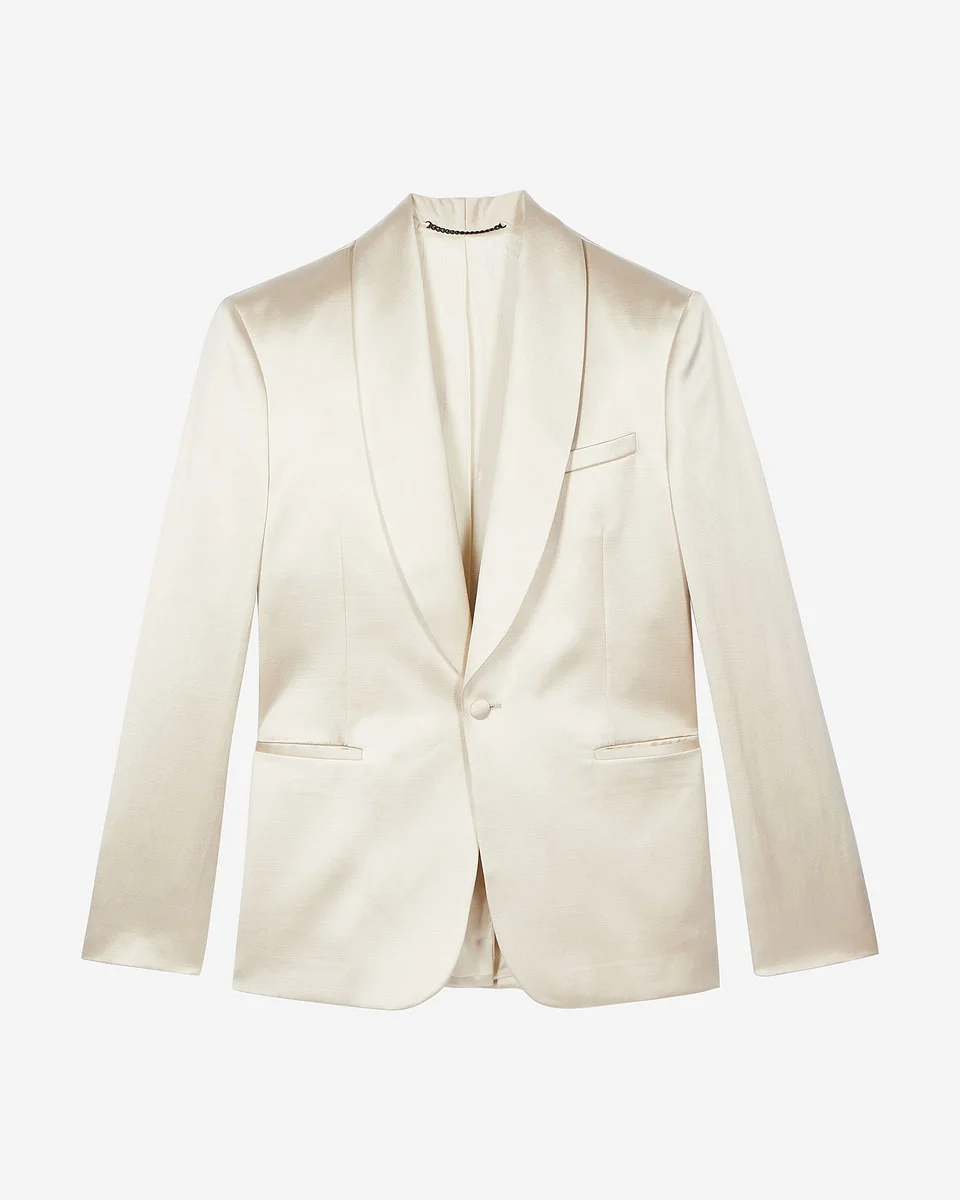 OFF-WHITE SATIN TUXEDO JACKET - 1