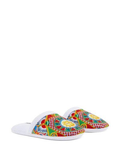 Dolce & Gabbana Carretto Siciliano-print terry slippers outlook