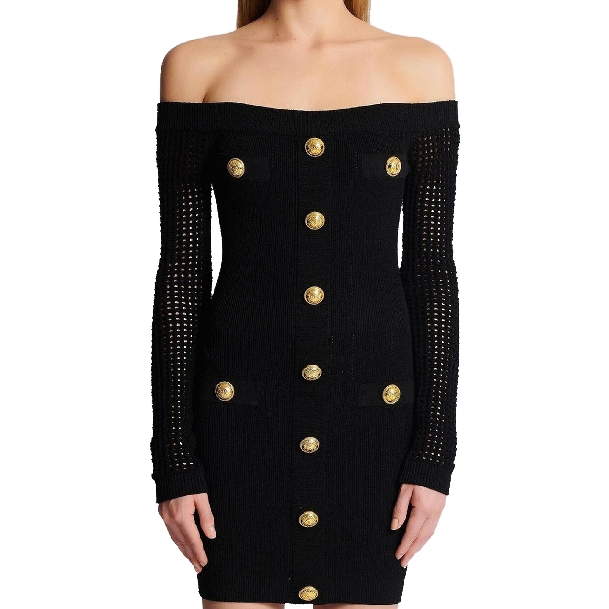 Balmain Off Shoulder Mini Dress - 2