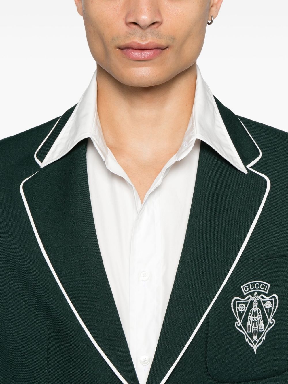 logo-embroidered blazer - 5