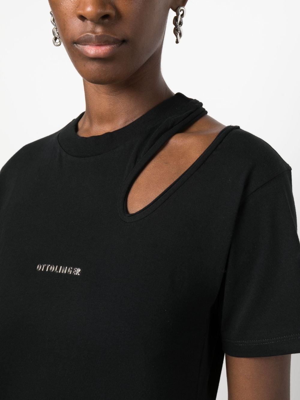 cut-out detail organic cotton T-shirt - 5