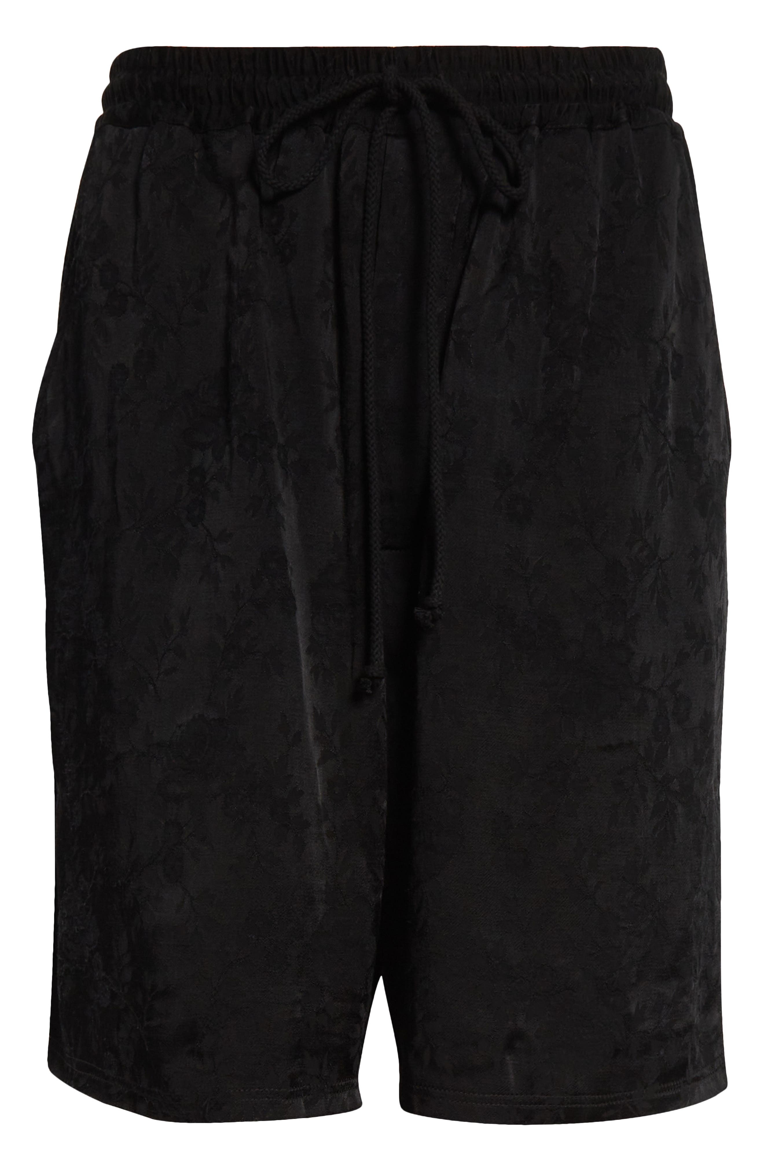 SONG FOR THE MUTE Raw Hem Elastic Waist Shorts in Black at Nordstrom - 6