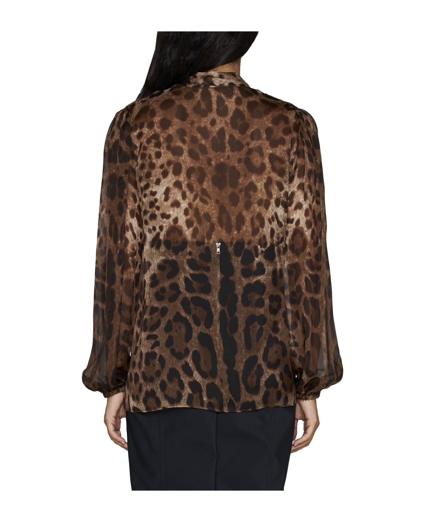 Leopard Print Chiffon Shirt - 4