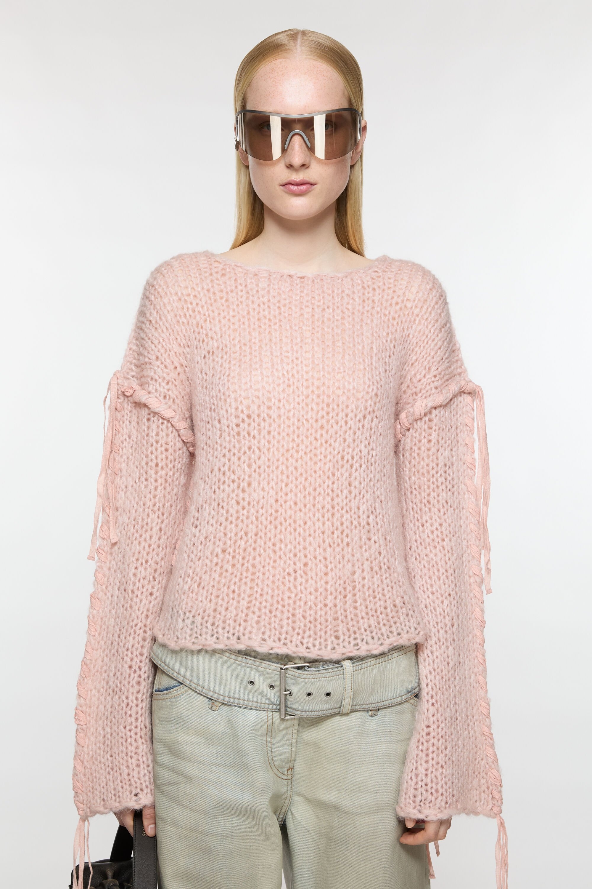 Lacing knit jumper - Light pink - 2