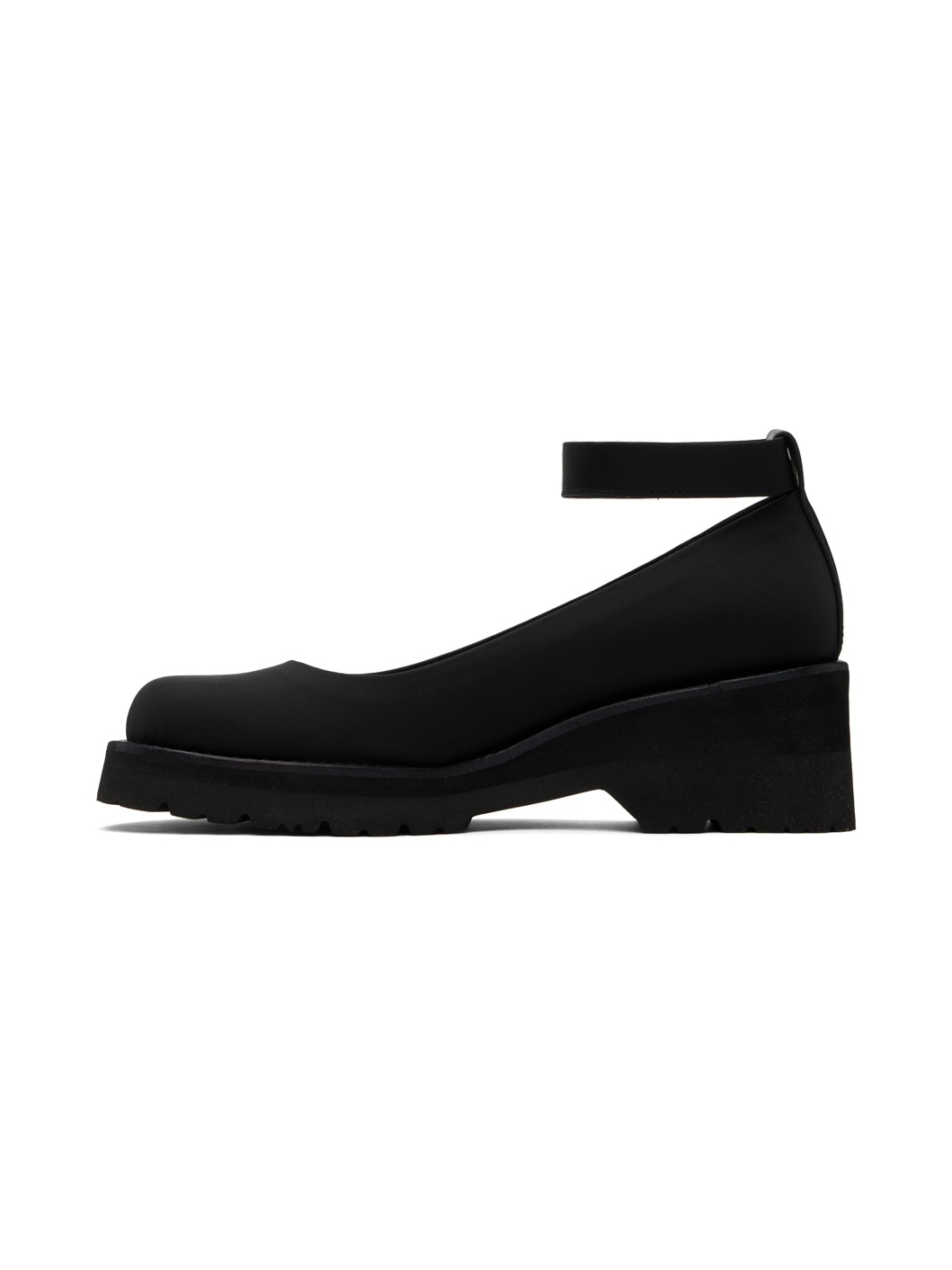 Black Round Toe Strap Ballerina Flats - 3