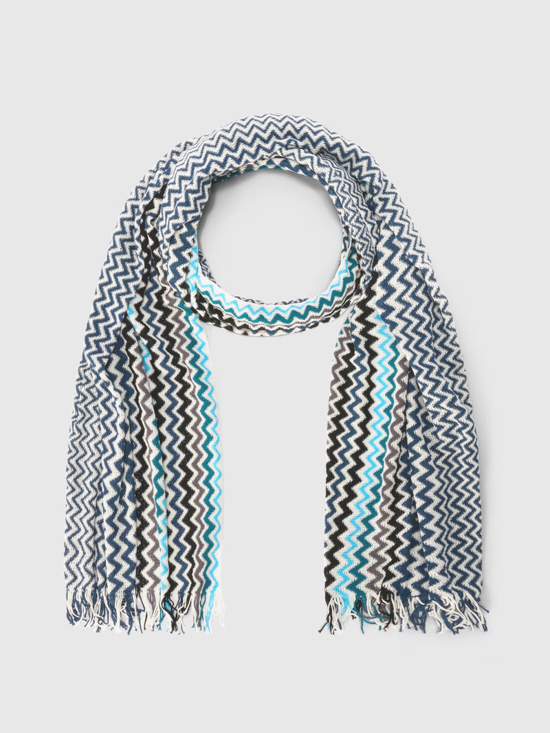 Cotton zigzag scarf with fringed edge 1