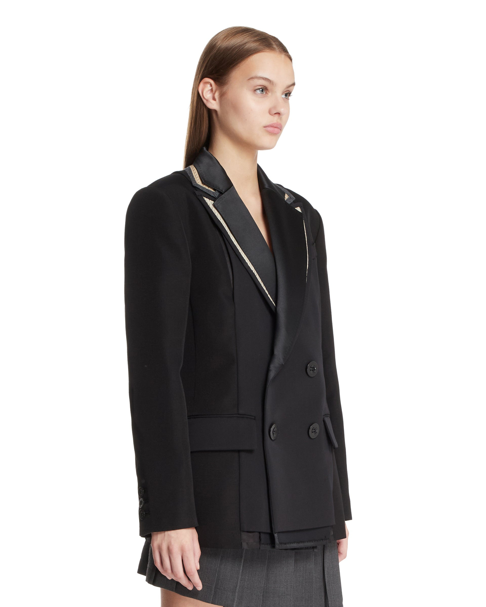 Black Double-Breasted Tailored Blazer - 4