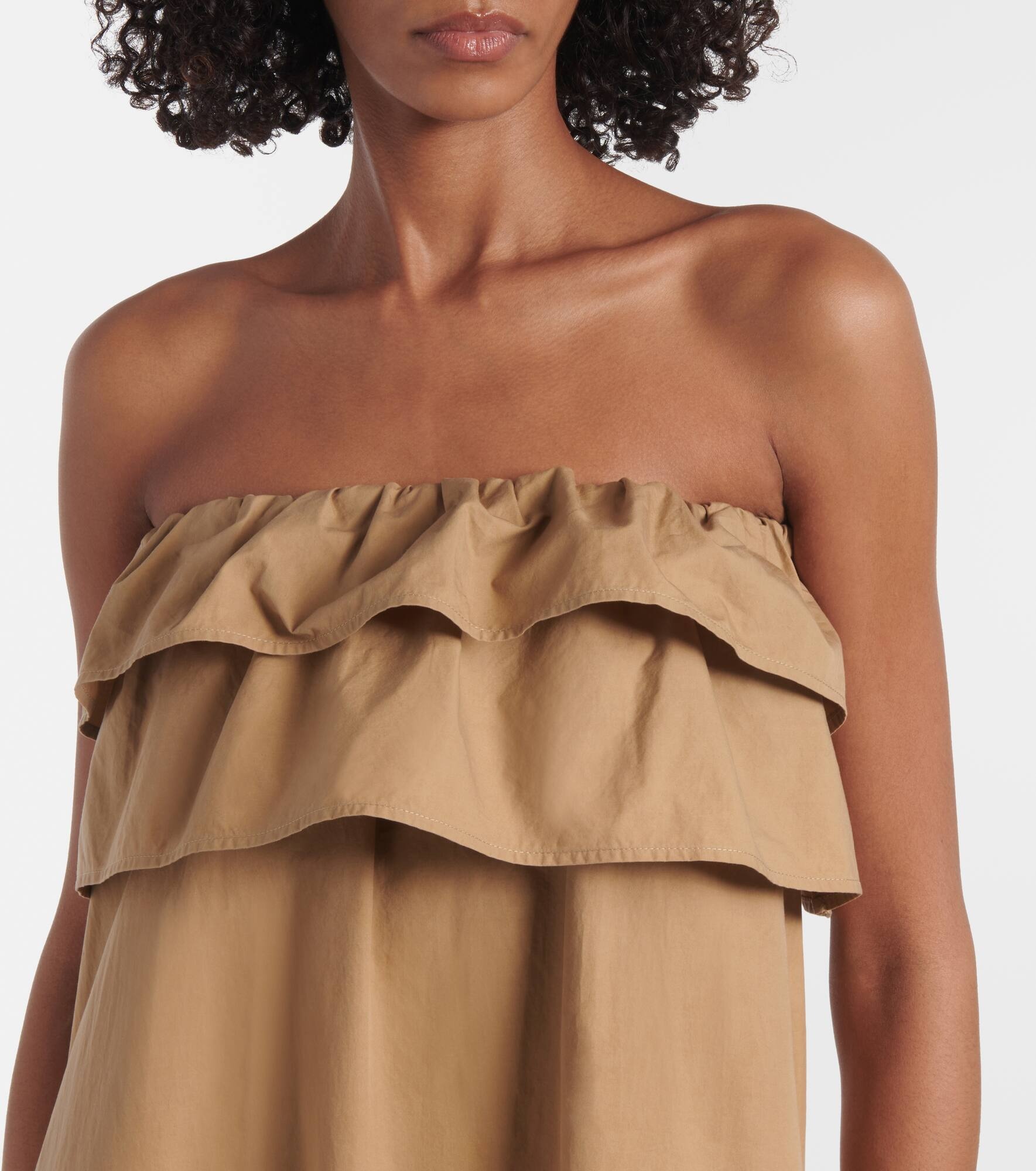 Strapless ruffled cotton maxi dress - 4