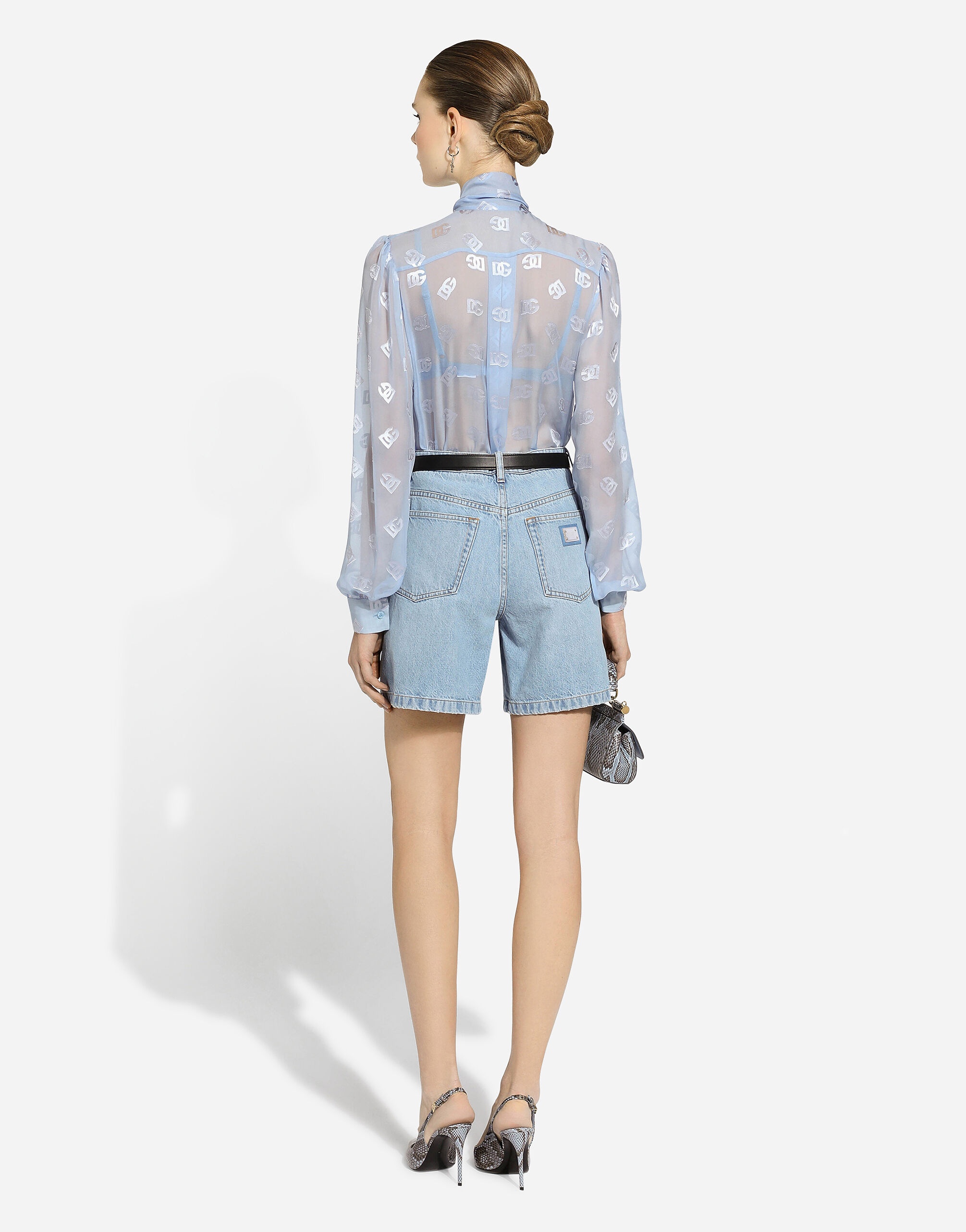 Dévoré silk shirt with DG logo - 3