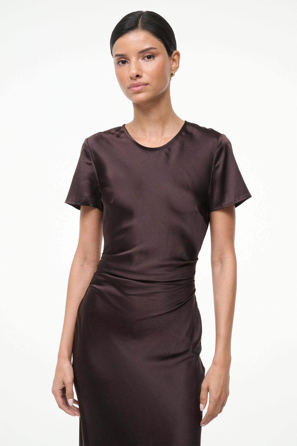 STAUD MARCEL SILK DRESS EARTH - 3