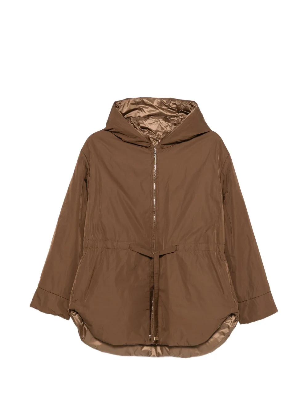 hooded drawstring coat - 1