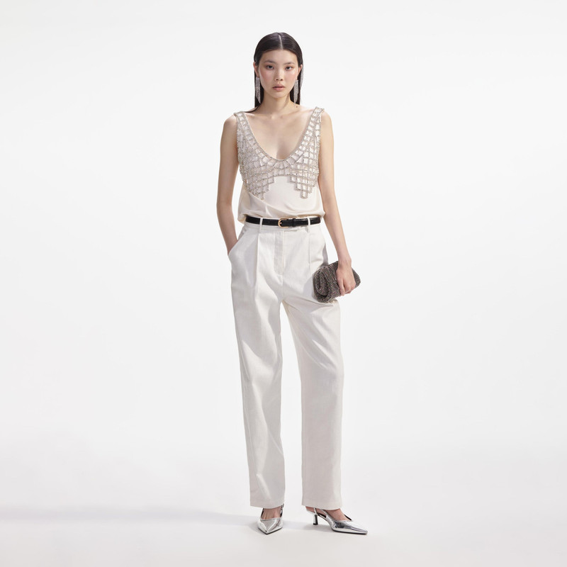 Cream Satin Diamante Bralette Top 1